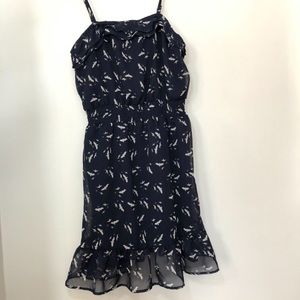 Ultra Flirt Blue Dress W/ Bird Print Sz L